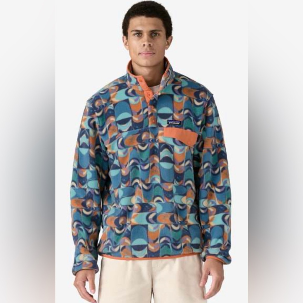 LIGHTWEIGHT SYNCHILLA SNAP-T FLEECE PULLOVER - SWALLOWTAIL GEO: STILL BLUE NWT